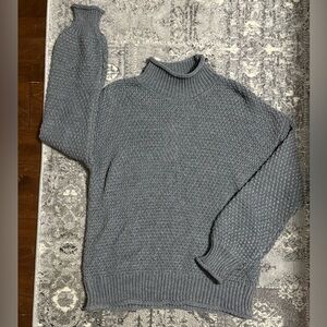 Girls Cozy Gray Mock Neck Sweater, Size Large